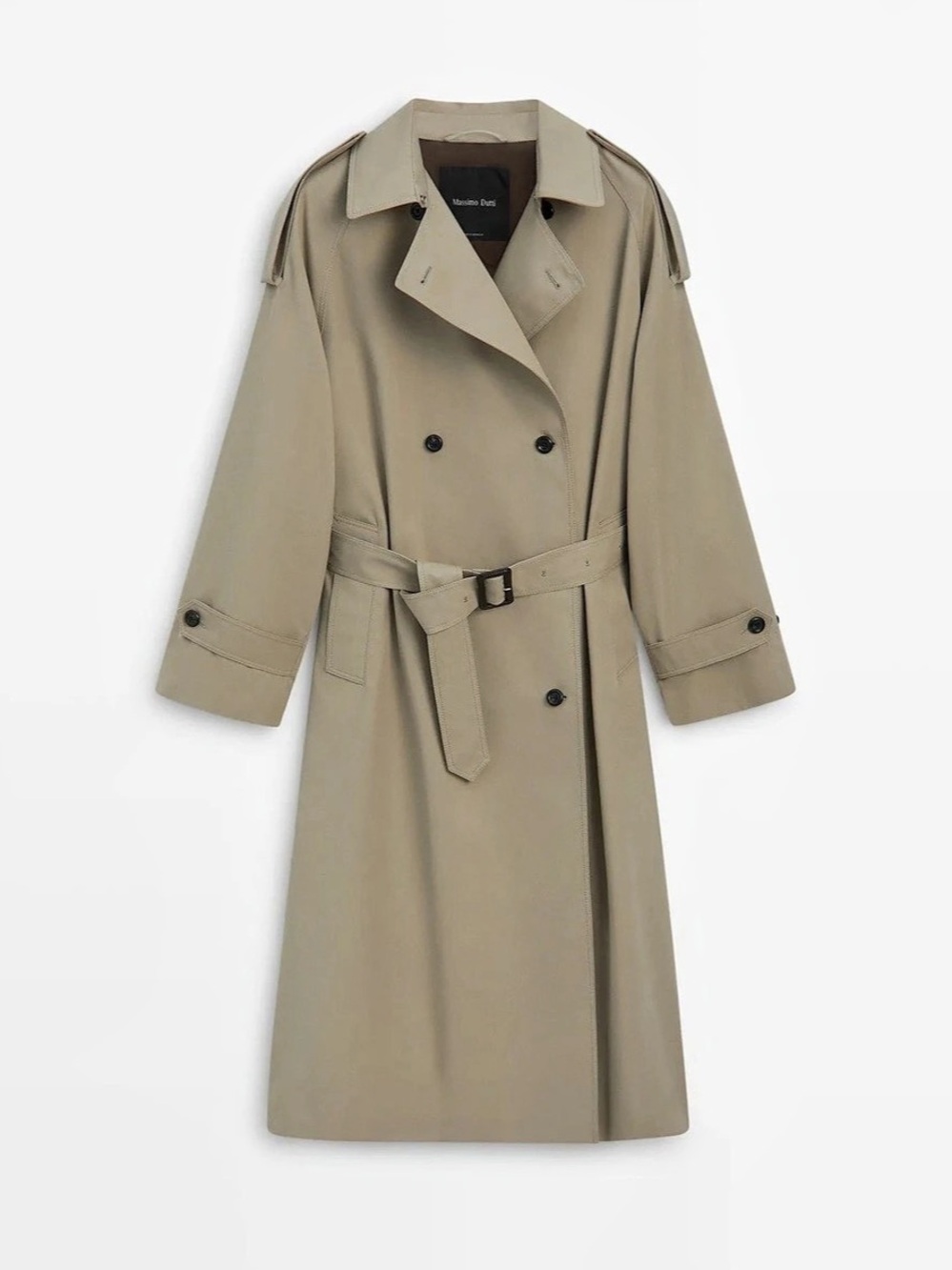 Massimo Dutti Double-Breasted Trench Coat in Beige - Picture 2 of 3